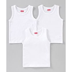 Babyhug 100% Cotton Solid Vests Pack of 3 - White
