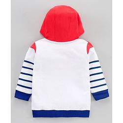 Babyhug Full Sleeves Hooded Striped Sweatshirt - Red