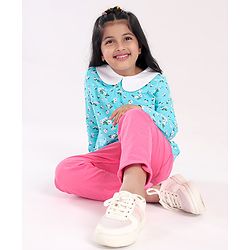 Babyhug Full Sleeves Top & Full Length Jeans - Blue Pink