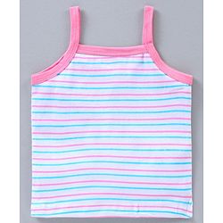 Babyhug Singlet Sleeves 100% Cotton Slips Strawberry Print Pack of 3 - Pink Blue