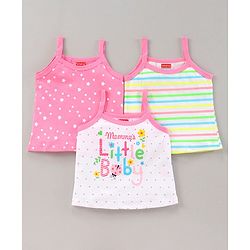 Babyhug 100% Cotton Singlet Slips Pack of 3 - Pink White