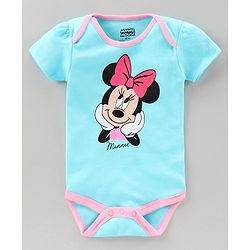 Babyhug Half Sleeves 100% Cotton Onesie Minnie Mouse Print Pack of 3 - Blue Pink