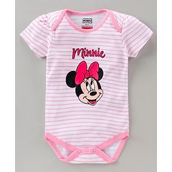 Babyhug Half Sleeves 100% Cotton Onesie Minnie Mouse Print Pack of 3 - Blue Pink