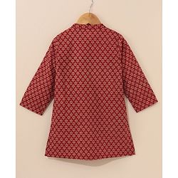 Babyhug Full Sleeves Kurta and Dhoti Set - Maroon Beige