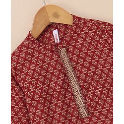 Babyhug Full Sleeves Kurta and Dhoti Set - Maroon Beige