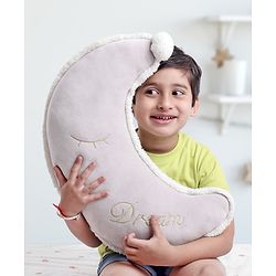 Babyhug Moon Shaped Plush Cushion - Grey