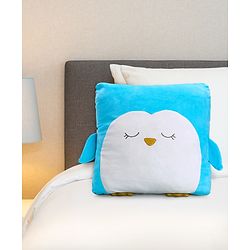 Babyhug Penguin Shaped Premium Plush Cushion - Blue