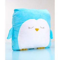 Babyhug Penguin Shaped Premium Plush Cushion - Blue