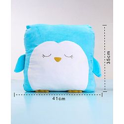 Babyhug Penguin Shaped Premium Plush Cushion - Blue