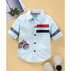 Babyhug Full Sleeves Shirt Bike Print  - Blue