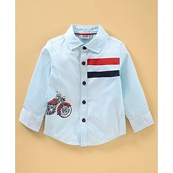 Babyhug Full Sleeves Shirt Bike Print  - Blue