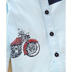 Babyhug Full Sleeves Shirt Bike Print  - Blue