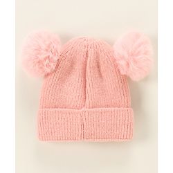 Babyhug Woollen Cap with Muffler Pink - Diameter 9 cm