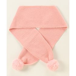 Babyhug Woollen Cap with Muffler Pink - Diameter 9 cm