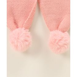 Babyhug Woollen Cap with Muffler Pink - Diameter 9 cm