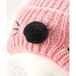 Babyhug Woollen Cap with Muffler Pink - Diameter 9 cm