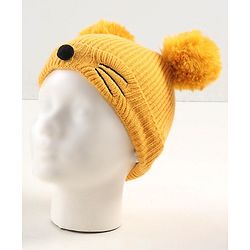Babyhug Woollen Cap with Muffler Yellow - Diameter 11 cm
