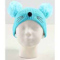 Babyhug Woollen Cap with Muffler Blue - Diameter 9 cm