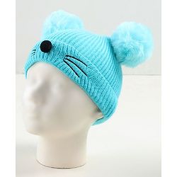 Babyhug Woollen Cap with Muffler Blue - Diameter 9 cm