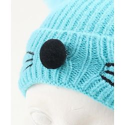 Babyhug Woollen Cap with Muffler Blue - Diameter 9 cm