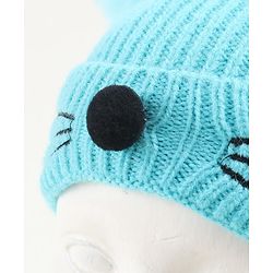 Babyhug Woollen Cap with Muffler Blue - Diameter 9 cm