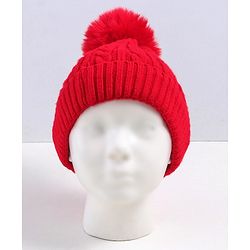 Babyhug Woollen Cap with Muffler Set Red - Diameter 11 cm