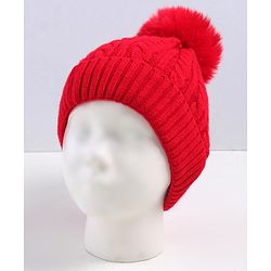 Babyhug Woollen Cap with Muffler Set Red - Diameter 11 cm