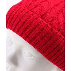 Babyhug Woollen Cap with Muffler Set Red - Diameter 11 cm