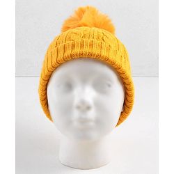 Babyhug Woollen Cap with Muffler Yellow - Diameter 11.5 cm