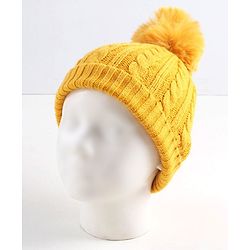 Babyhug Woollen Cap with Muffler Yellow - Diameter 11.5 cm