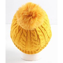Babyhug Woollen Cap with Muffler Yellow - Diameter 11.5 cm