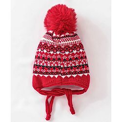 Babyhug Woolen Cap, Mittens and Scarf Red - Cap Diameter 9. 5 cm