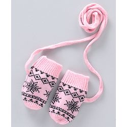 Babyhug Woollen Jacuard Cap with Scarf Yellow - Diameter 7 cm