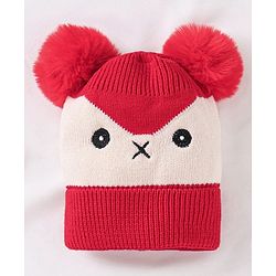 Babyhug Woollen Cap and Muffler Set Red - Diameter 9 cm