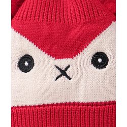 Babyhug Woollen Cap and Muffler Set Red - Diameter 9 cm