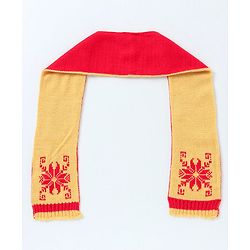 Babyhug Woollen Cap with Muffler & Mittens Red - Diameter 7 cm