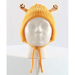 Babyhug Cable Knit Cap with Muffler and MIttens - Yellow
