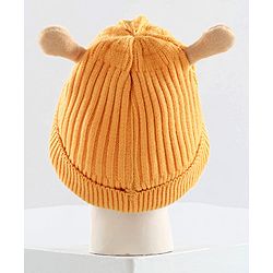 Babyhug Cable Knit Cap with Muffler and MIttens - Yellow