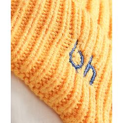 Babyhug Cable Knit Cap with Muffler and MIttens - Yellow