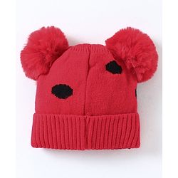 Babyhug Woollen Cap with Muffler Red - Diameter 10 cm
