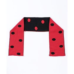 Babyhug Woollen Cap with Muffler Red - Diameter 10 cm