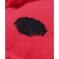 Babyhug Woollen Cap with Muffler Red - Diameter 10 cm