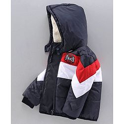 Babyhug Full Sleeves Hooded Jacket - Navy Blue