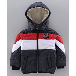 Babyhug Full Sleeves Hooded Jacket - Navy Blue