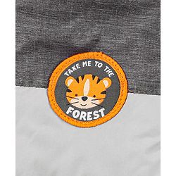 Babyhug Full Sleeves Hooded Padded Jacket Tiger Embroidery - Grey
