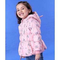 Babyhug Hooded Full Sleeves Padded Jacket with 3D Ears - Pink