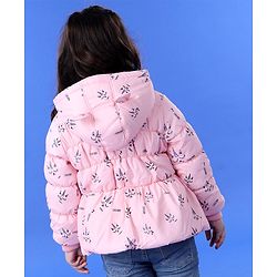 Babyhug Hooded Full Sleeves Padded Jacket with 3D Ears - Pink