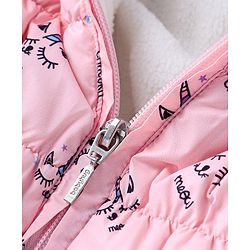 Babyhug Hooded Full Sleeves Padded Jacket with 3D Ears - Pink