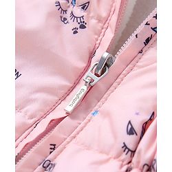 Babyhug Hooded Full Sleeves Padded Jacket with 3D Ears - Pink