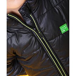 Babyhug Full Sleeves Hooded Quilted Jacket - Black